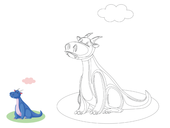 Animal Dragon Kids Coloring Graphics & Illustrations