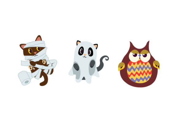 Animal Halloween Illustration Set: Graphics & Illustrations for Real Publishing