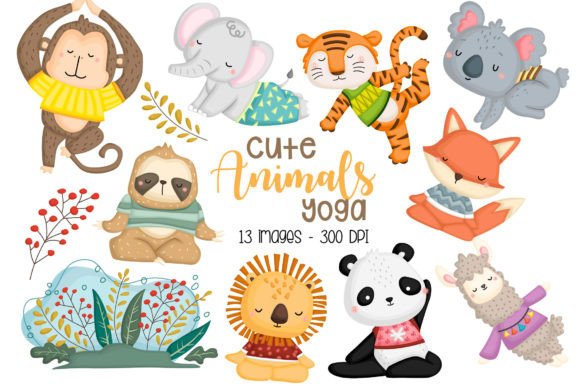Animal Yoga Clipart: Playful Illustrations & Graphics