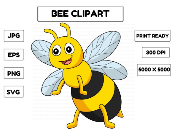 Bee Animal Cartoon Colored Clipart