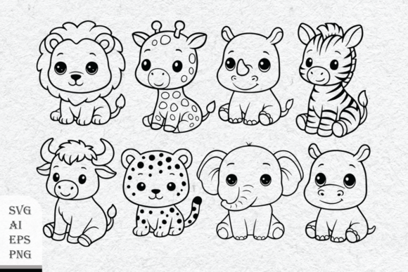 Chibi Animal Outline Set: Cute Graphics & Illustrations