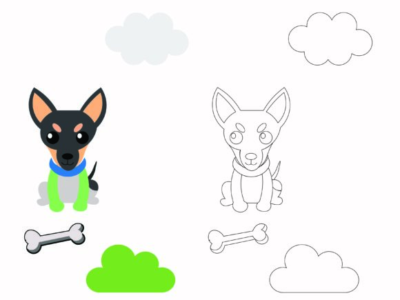 Coloring Dog Animal Kids Vector