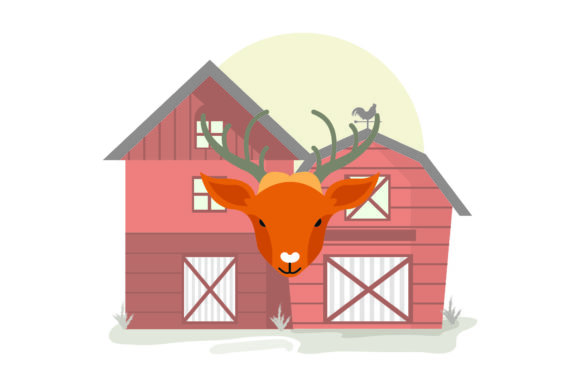 Cute Animal Head Deer Graphics & Illustrations