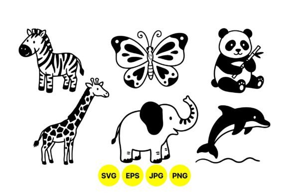 Cute Animal Silhouette Clipart: Graphics & Illustrations for Kids’ Digital Products