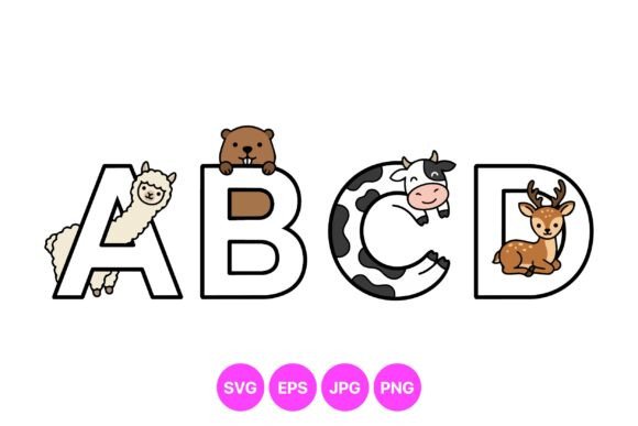 Cute Farm Animal Alphabet SVG: Playful Graphics & Illustrations