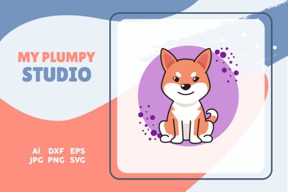 Dog Animal Cute Circle Bubbles Purple Graphics & Illustrations