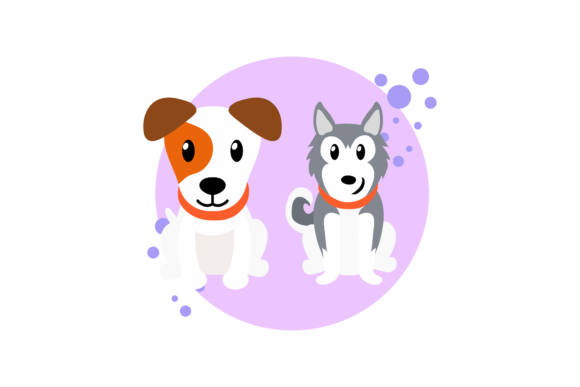 Dog Cute Animal Circle Bubbles Vector: Playful Graphics & Illustrations for Local Brands