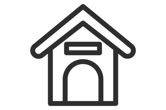 Doghouse Line Icon: Animal House Graphics & Illustrations