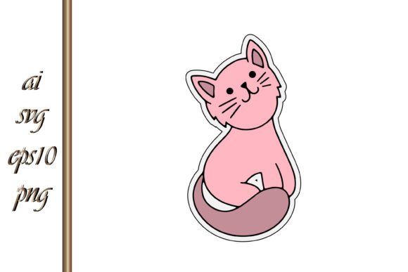Doodle Cat Sticker Sketch Animal Vector: Graphics & Illustrations