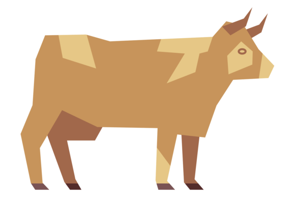 Farm Animal Icon: Brown Cow Polygonal Graphics