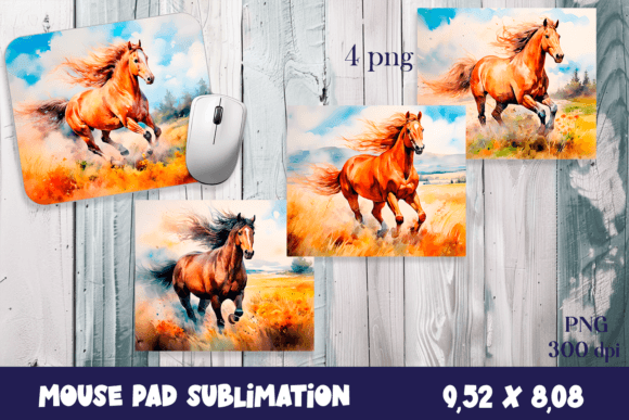 Farm Horse Sublimation Animal Mouse Pad Graphics & Illustrations