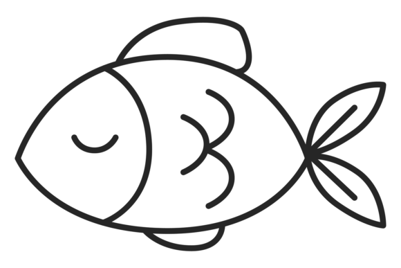Fish Line Icon Graphics: Marine Fauna Illustrations