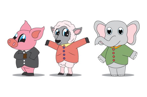 Funny Animal Cartoon Illustration Graphics & Illustrations