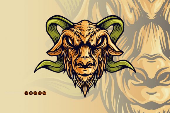 Goat Head Vintage Animal Illustrations & Graphics
