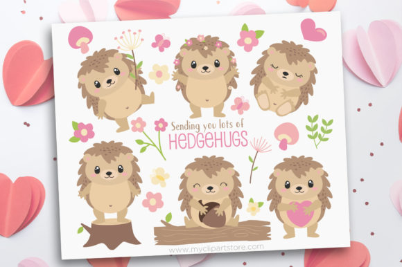 Hedgehogs Animal Clipart: Cute Graphics & Illustrations for Sellers