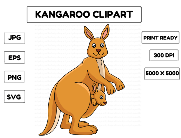 Kangaroo Animal Cartoon Colored Clipart: Graphics & Illustrations