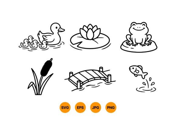 Pond Animal Clipart Collection: Playful Graphics & Illustrations