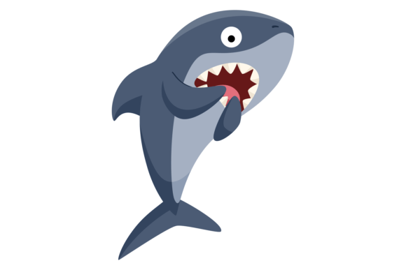 Scared Shark Character. Cartoon Animal W