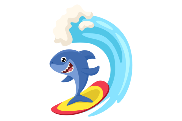 Shark Surfer Graphics: Joyful Illustrations for Branding