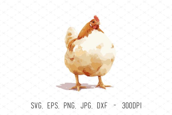 Watercolor Chicken Farm Animal Clipart Graphics